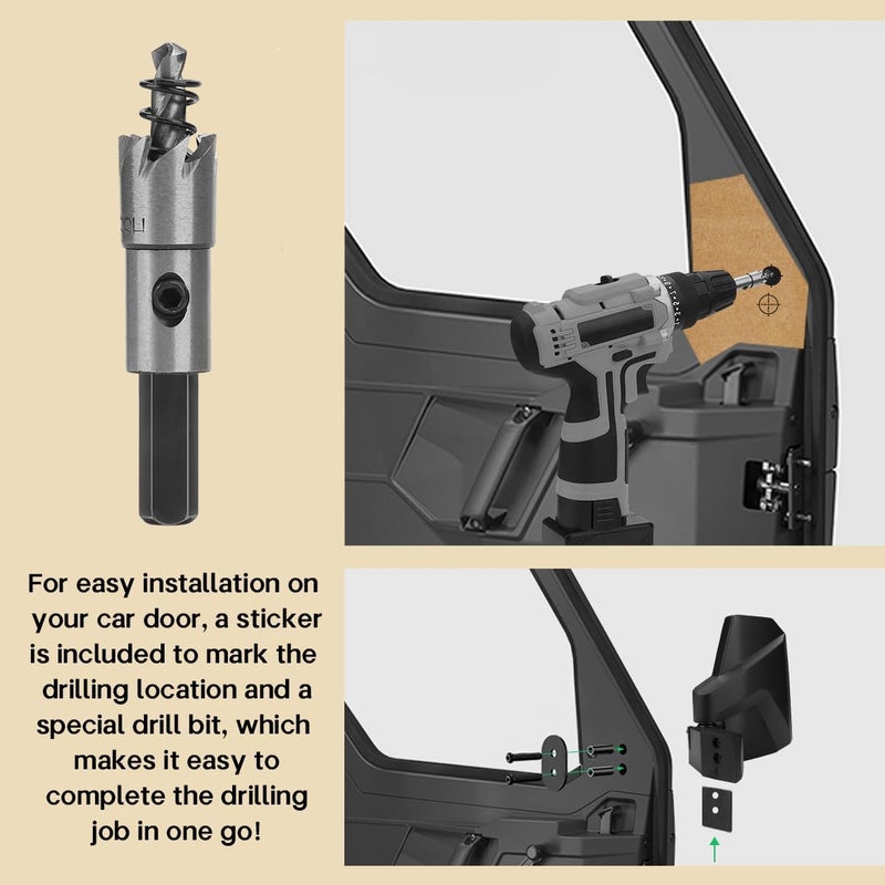 SHEJISI Ranger Side View Mirrors Door Mounted, The Spring Back Feature Allows Easy Reset After Fold, Upgraded UTV Mirrors for Full Door 2018-2024 Polaris Ranger Crew SP XP 570 1000, Polaris NorthStar - Image 5